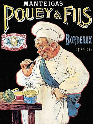 Cooks: Manteigas Pouey and Fils White Modern Wood Framed Art Print with Double Matting by Oge, Eugene