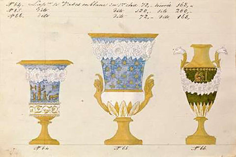 Trois vases en blanc du 1er choix, ca. 1800-1820 White Modern Wood Framed Art Print with Double Matting by Honore