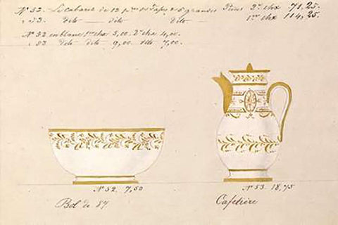 Bol et cafetiere, ca. 1800-1820 White Modern Wood Framed Art Print with Double Matting by Honore