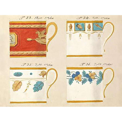 Quatre tasses du 1er choix, ca. 1800-1820 Black Modern Wood Framed Art Print by Honore