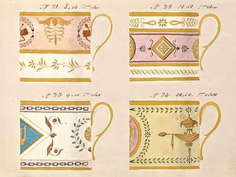 Quatre tasses du 1er choix, ca. 1800-1820 White Modern Wood Framed Art Print with Double Matting by Honore