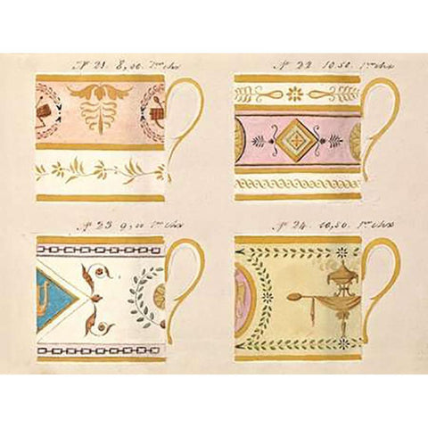 Quatre tasses du 1er choix, ca. 1800-1820 Black Modern Wood Framed Art Print by Honore