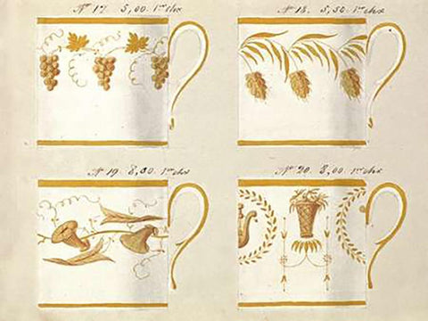 Quatre tasses du 1er choix, ca. 1800-1820 Black Ornate Wood Framed Art Print with Double Matting by Honore