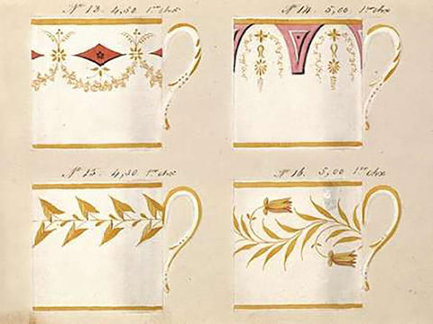 Quatre tasses du 1er choix, ca. 1800-1820 White Modern Wood Framed Art Print with Double Matting by Honore