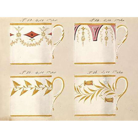 Quatre tasses du 1er choix, ca. 1800-1820 White Modern Wood Framed Art Print by Honore