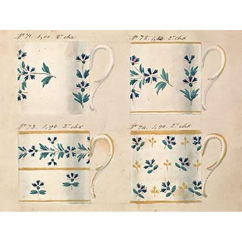 Quatre tasses du 1er choix, ca. 1800-1820 White Modern Wood Framed Art Print by Honore