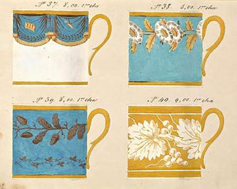 Quatre tasses du 1er choix, ca. 1800-1820 Black Ornate Wood Framed Art Print with Double Matting by Honore