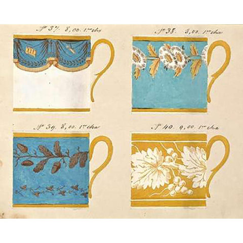 Quatre tasses du 1er choix, ca. 1800-1820 Black Modern Wood Framed Art Print by Honore