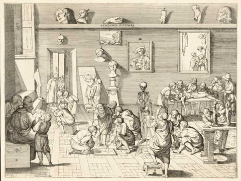 Academia dpitori Black Ornate Wood Framed Art Print with Double Matting by Alberti, Pietro Francesco