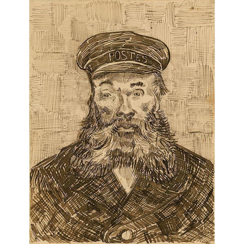 Portrait of Joseph-Ã‰tienne Roulin Black Modern Wood Framed Art Print with Double Matting by Van Gogh, Vincent