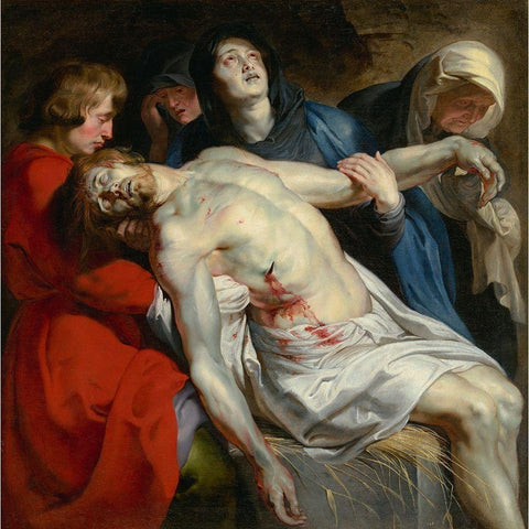 The Entombment White Modern Wood Framed Art Print by Rubens, Peter Paul