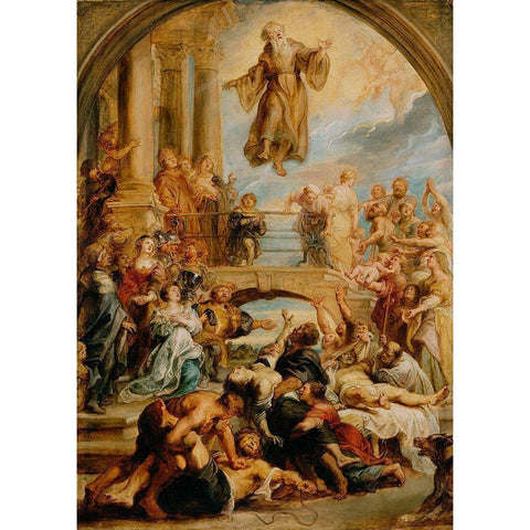 The Miracles of Saint Francis of Paola Black Modern Wood Framed Art Print with Double Matting by Rubens, Peter Paul