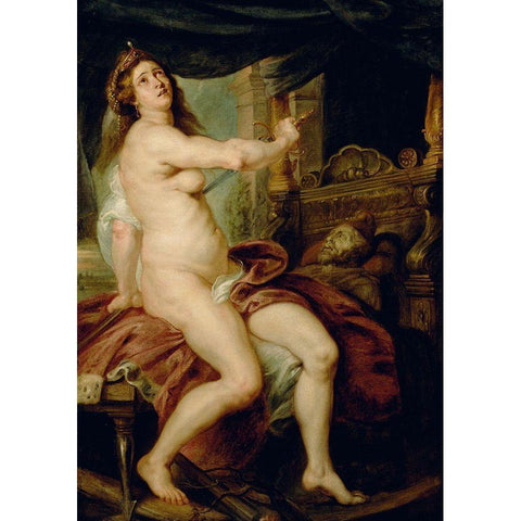 The Death of Dido White Modern Wood Framed Art Print by Peter Paul Rubens, Workshop of
