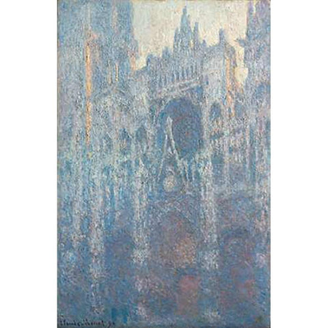 The Portal of Rouen Cathedral in Morning Light Black Modern Wood Framed Art Print with Double Matting by Monet, Claude