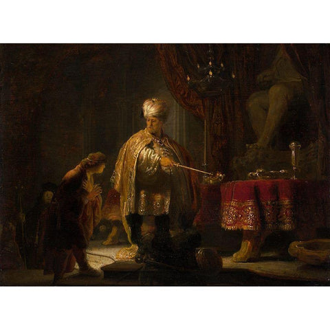 Daniel and Cyrus Before the Idol Bel Black Modern Wood Framed Art Print by Van Rijn, Rembrandt Harmensz