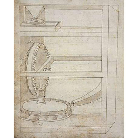 Folio 2: mill Black Modern Wood Framed Art Print with Double Matting by Martini, Francesco di