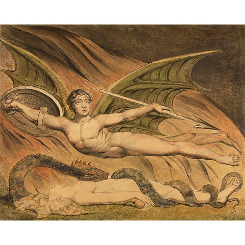 Satan Exulting over Eve Black Modern Wood Framed Art Print with Double Matting by Blake, William