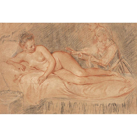 The Remedy White Modern Wood Framed Art Print by Watteau, Jean-Antoine