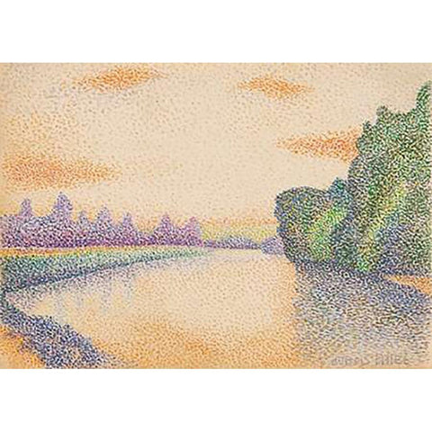 The Banks of the Marne at Dawn Black Modern Wood Framed Art Print with Double Matting by Dubois-Pillet, Albert