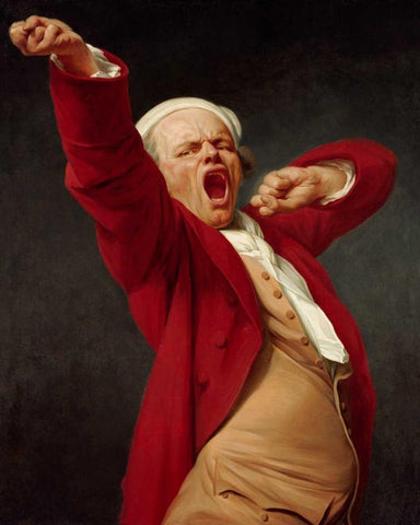 Self-Portrait, Yawning Black Ornate Wood Framed Art Print with Double Matting by Ducreux, Joseph