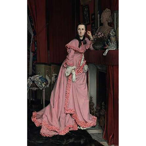 Portrait of the Marquise de Miramon, nee, Therese Feuillant Black Modern Wood Framed Art Print by Tissot, Jacques Joseph