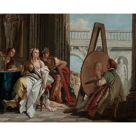 Alexander the Great and Campaspe in the Studio of Apelles Black Modern Wood Framed Art Print with Double Matting by Tiepolo, Giovanni Battista