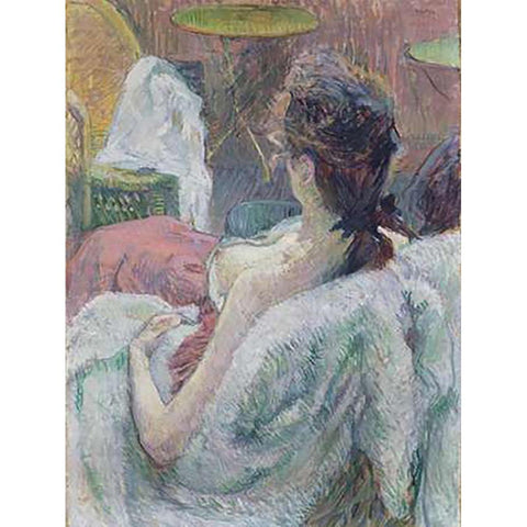 The Model Resting Black Modern Wood Framed Art Print with Double Matting by De Toulouse-Lautrec, Henri