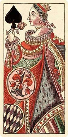 Queen of Spades (Bauern Hochzeit Deck) Black Ornate Wood Framed Art Print with Double Matting by Gobl, Andreas Benedictus