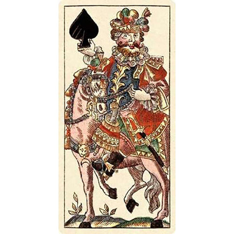 Knight of Spades (Bauern Hochzeit Deck) Black Modern Wood Framed Art Print by Gobl, Andreas Benedictus