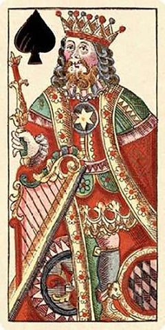 King of Spades (Bauern Hochzeit Deck) Black Ornate Wood Framed Art Print with Double Matting by Gobl, Andreas Benedictus