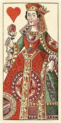 Queen of Hearts (Bauern Hochzeit Deck) Black Ornate Wood Framed Art Print with Double Matting by Gobl, Andreas Benedictus