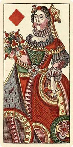 Queen of Diamonds (Bauern Hochzeit Deck) Black Ornate Wood Framed Art Print with Double Matting by Gobl, Andreas Benedictus