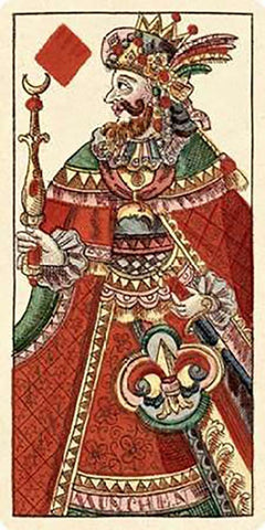 King of Diamonds (Bauern Hochzeit Deck) Black Ornate Wood Framed Art Print with Double Matting by Gobl, Andreas Benedictus