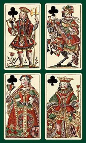 Clubs (Bauern Hochzeit Deck) Black Ornate Wood Framed Art Print with Double Matting by Gobl, Andreas Benedictus