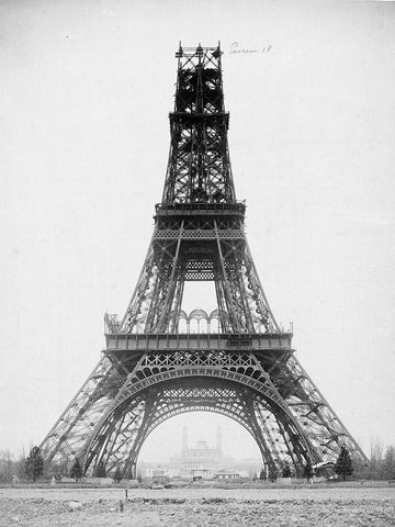 The Eiffel Tower, November 23, 1888 White Modern Wood Framed Art Print with Double Matting by Durandelle, Louis-Emile
