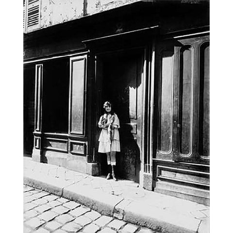 France, 1921 - Brothel, Versailles, Petit Place Black Modern Wood Framed Art Print by Atget, Eugene