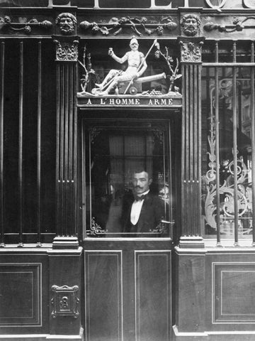 Paris, 1900 - Restaurant, rue des Blancs Manteaux Black Ornate Wood Framed Art Print with Double Matting by Atget, Eugene