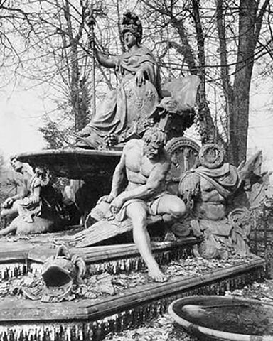 Versailles, 1904 - France Triumphant by Jean-Baptiste Tuby White Modern Wood Framed Art Print with Double Matting by Atget, Eugene