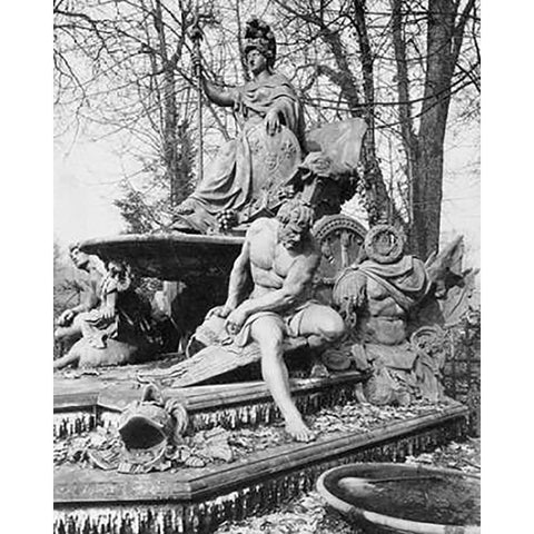 Versailles, 1904 - France Triumphant by Jean-Baptiste Tuby Black Modern Wood Framed Art Print by Atget, Eugene