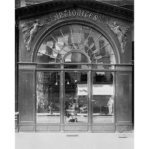 Paris, 1902 - Antique Store, rue du Faubourg-Saint-Honore Black Modern Wood Framed Art Print with Double Matting by Atget, Eugene