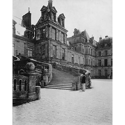 Fountainebleau, 1903 - Cour des Adieux Gold Ornate Wood Framed Art Print with Double Matting by Atget, Eugene
