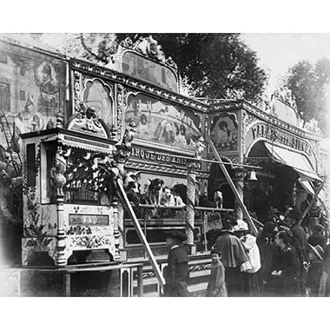 Paris, 1898 - Animal Circus, Fete des Invalides Black Modern Wood Framed Art Print by Atget, Eugene