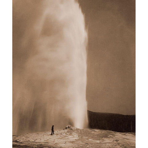 Old Faithful, 1870 Black Modern Wood Framed Art Print by Jackson, William Henry