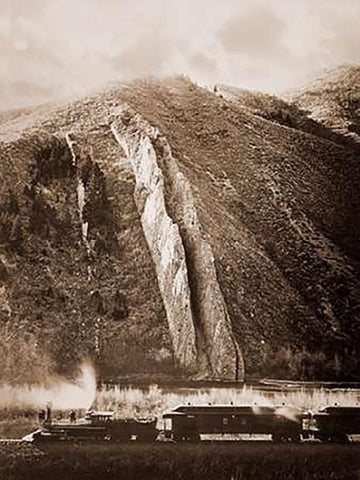 The Devils Slide, Utah, 1873-1874 Black Ornate Wood Framed Art Print with Double Matting by Watkins, Carleton
