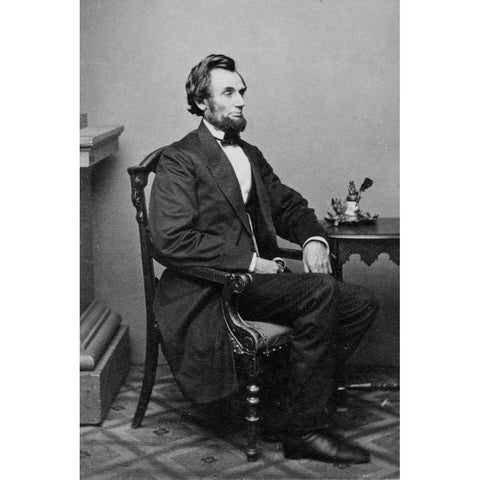 President Abraham Lincoln, Washington D.C., 1865 White Modern Wood Framed Art Print by Brady, Mathew B.