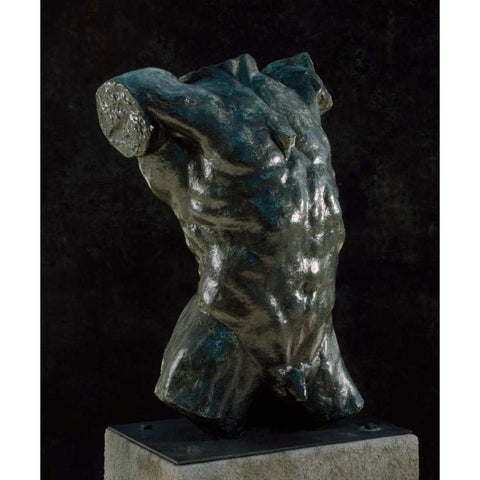 Marsyas - Torso of The Falling Man, ca. 1882-1889 Black Modern Wood Framed Art Print with Double Matting by Rodin, Auguste