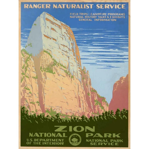 Zion National Park, ca. 1938 Black Modern Wood Framed Art Print by Ranger Naturalist Service