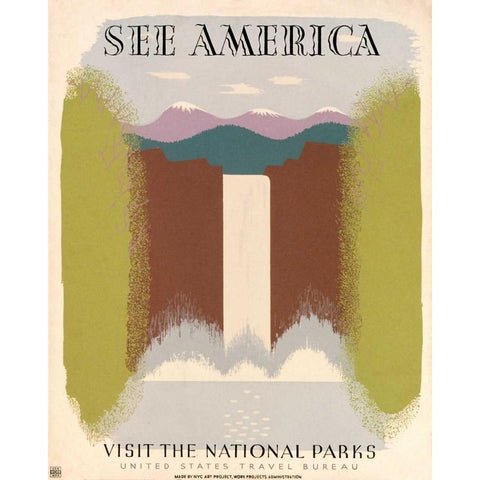 See America Visit the National Parks, ca. 1936-1940 Black Modern Wood Framed Art Print by Herzog, Harry