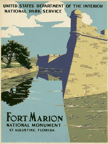 Fort Marion National Monument, St. Augustine, Florida, ca. 1938 Black Ornate Wood Framed Art Print with Double Matting by WPA