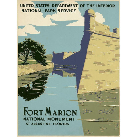 Fort Marion National Monument, St. Augustine, Florida, ca. 1938 Black Modern Wood Framed Art Print by WPA